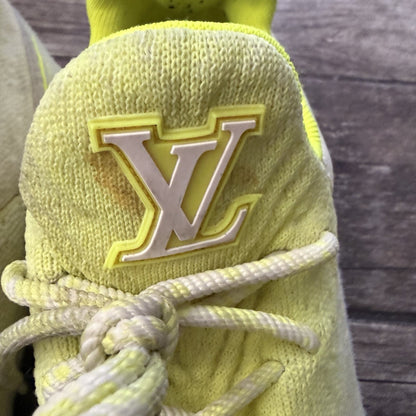 AUTHENTIC LOUIS VUITTON VNR FLUORESCENT YELLOW KNIT SNEAKERS SZ 11 NO BOX Yesterday's Fits Clothing Fashion Vintage Streetwear Fashion Item