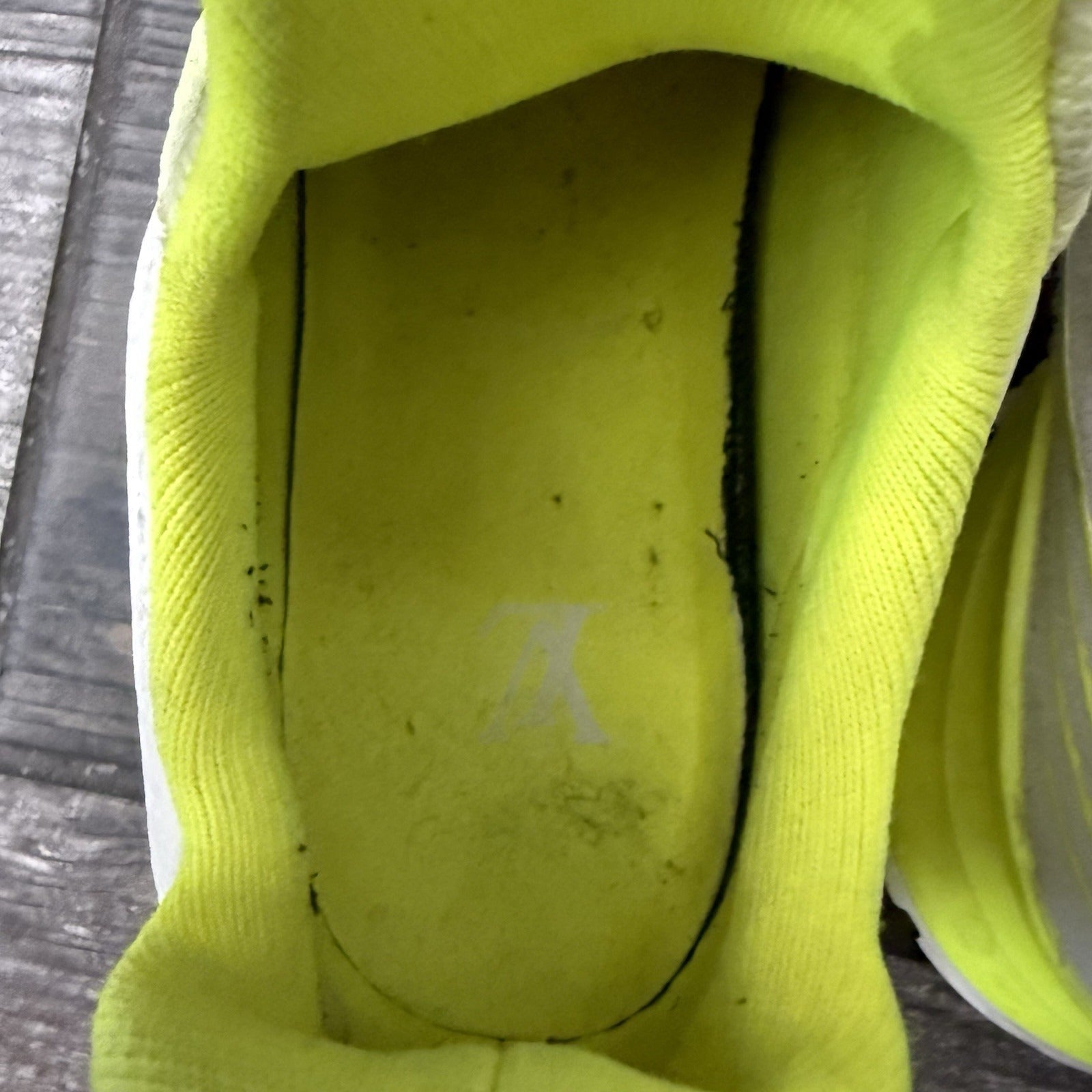 AUTHENTIC LOUIS VUITTON VNR FLUORESCENT YELLOW KNIT SNEAKERS SZ 11 NO BOX Yesterday's Fits Clothing Fashion Vintage Streetwear Fashion Item