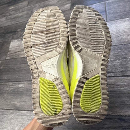 AUTHENTIC LOUIS VUITTON VNR FLUORESCENT YELLOW KNIT SNEAKERS SZ 11 NO BOX Yesterday's Fits Clothing Fashion Vintage Streetwear Fashion Item
