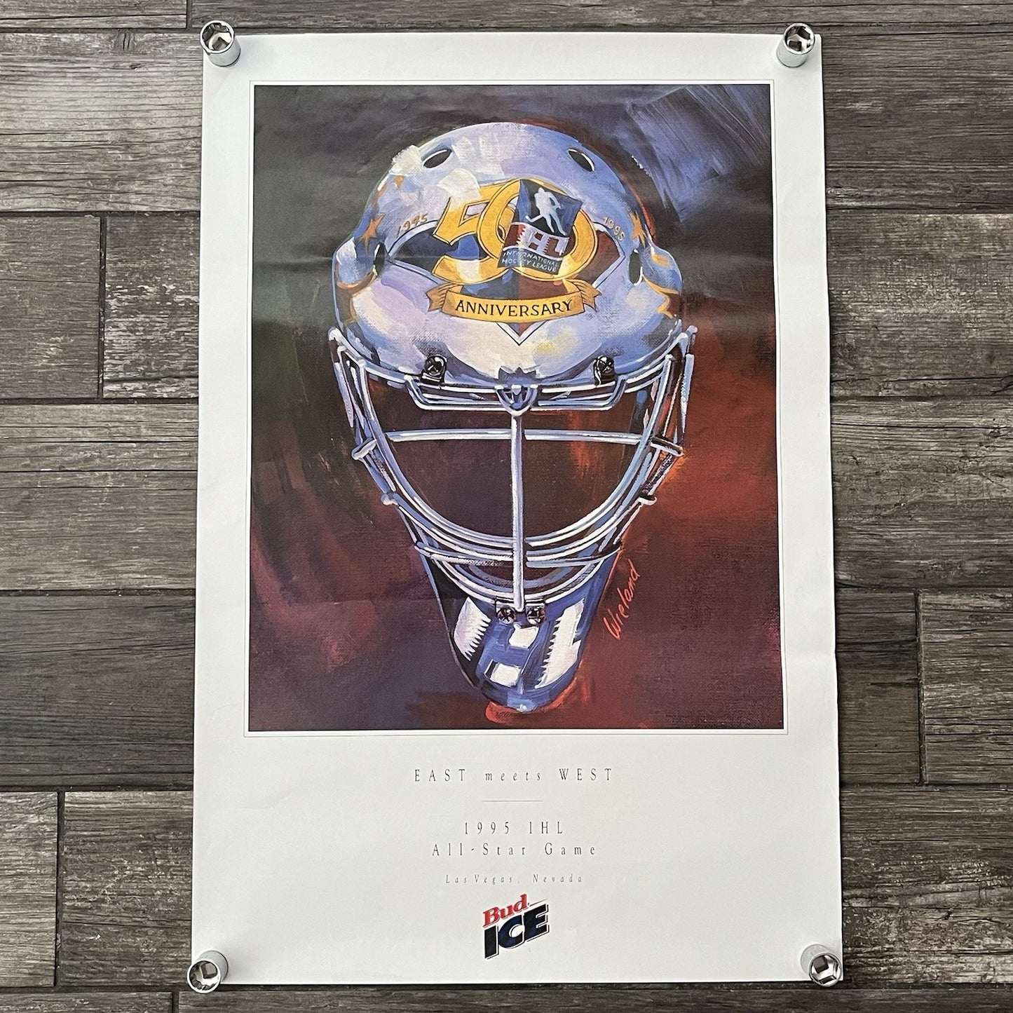 VTG 1995 IHL EAST MEETS WEST INTERNATIONAL HOCKEY LEAGUE MINORS POSTER PROMO PO7 Yesterday's Fits Clothing Fashion Vintage Streetwear Fashion Item