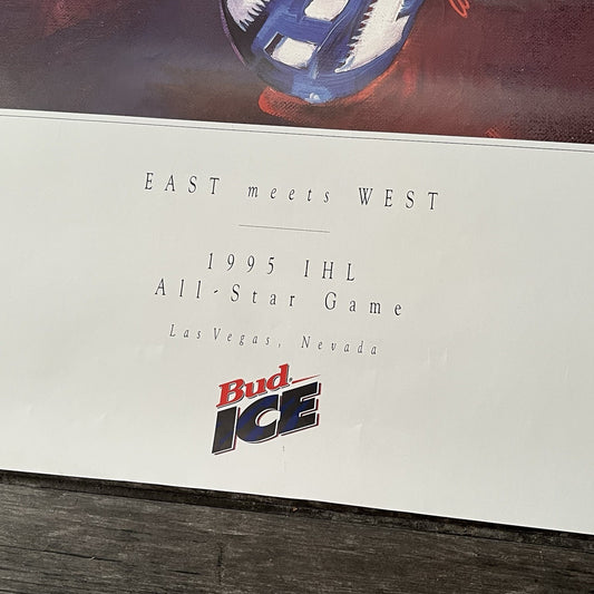 VTG 1995 IHL EAST MEETS WEST INTERNATIONAL HOCKEY LEAGUE MINORS POSTER PROMO PO7 Yesterday's Fits Clothing Fashion Vintage Streetwear Fashion Item