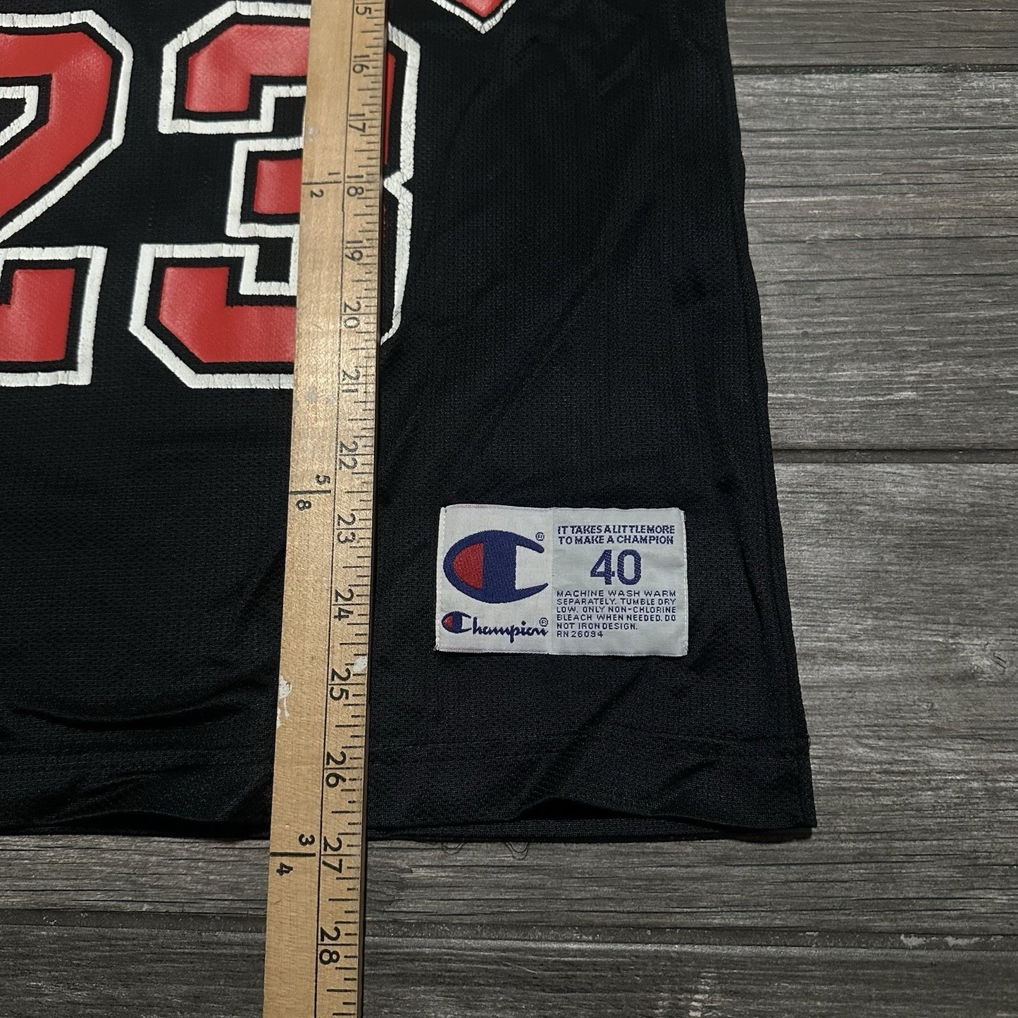VTG CHAMPION CHICAGO BULLS MICHAEL JORDAN BLACK BASKETBALL JERSEY 40 DISTRESS Yesterday's Fits Clothing Fashion Vintage Streetwear Fashion Item