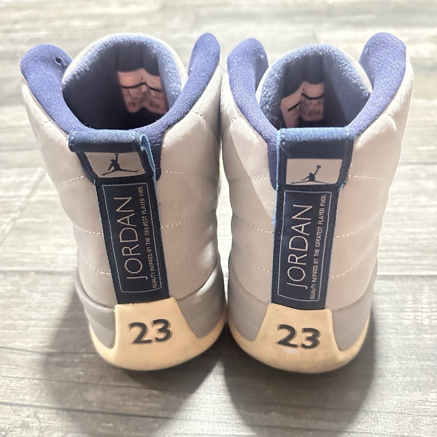 AIR JORDAN 12 RETRO GREY UNIVERSITY BLUE WHITE 130690 007 NO BOX SZ 13 SNEAKERS Yesterday's Fits Clothing Fashion Vintage Streetwear Fashion Item