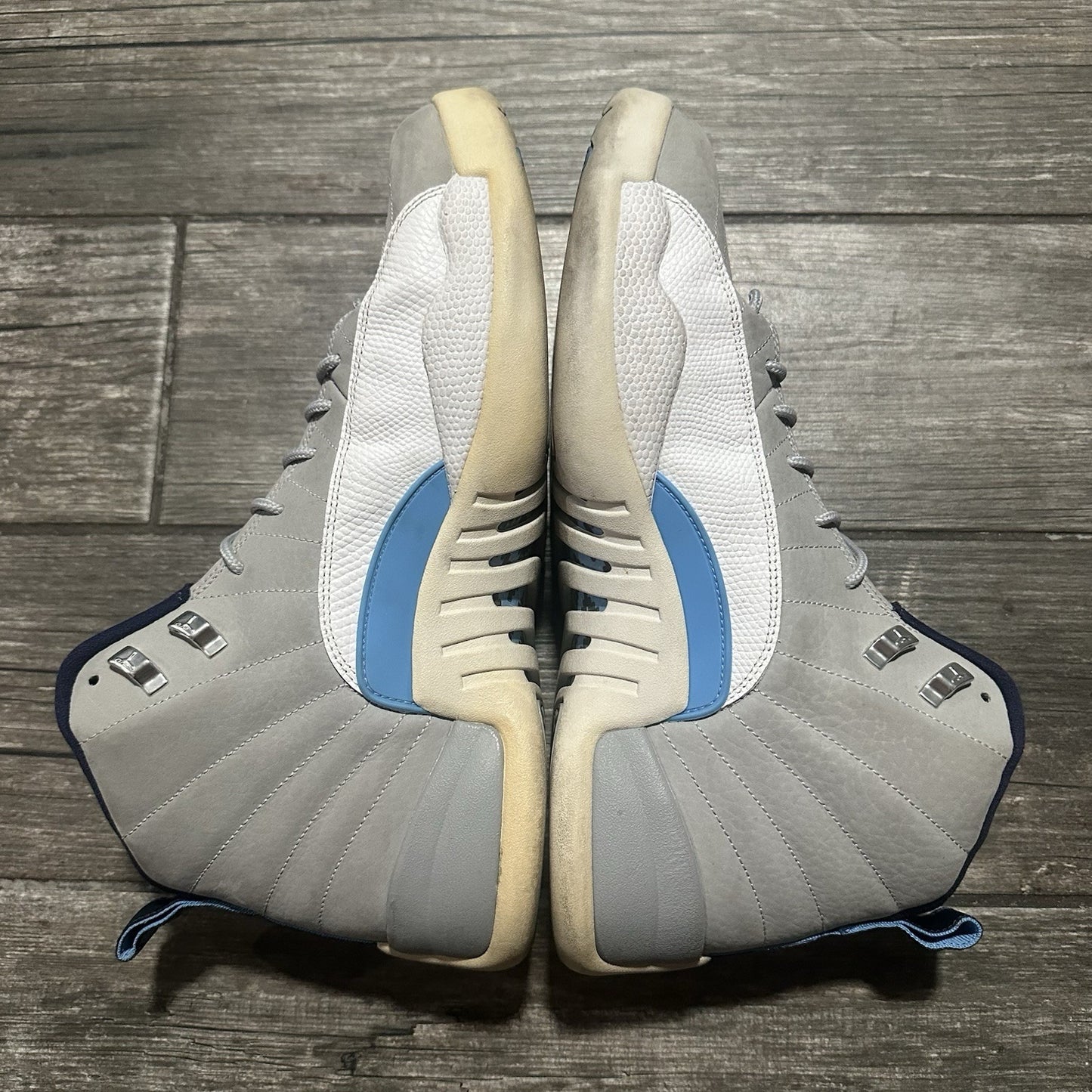 AIR JORDAN 12 RETRO GREY UNIVERSITY BLUE WHITE 130690 007 NO BOX SZ 13 SNEAKERS Yesterday's Fits Clothing Fashion Vintage Streetwear Fashion Item