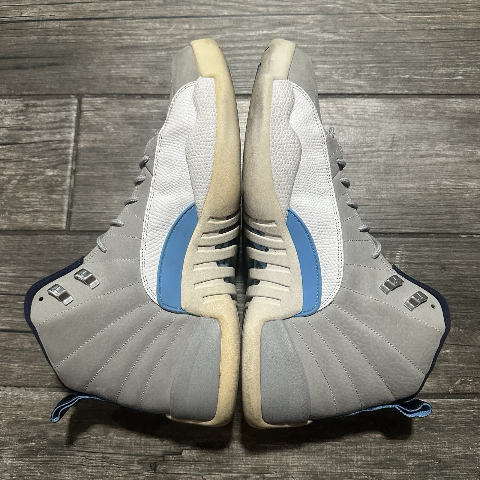 AIR JORDAN 12 RETRO GREY UNIVERSITY BLUE WHITE 130690 007 NO BOX SZ 13 SNEAKERS Yesterday's Fits Clothing Fashion Vintage Streetwear Fashion Item