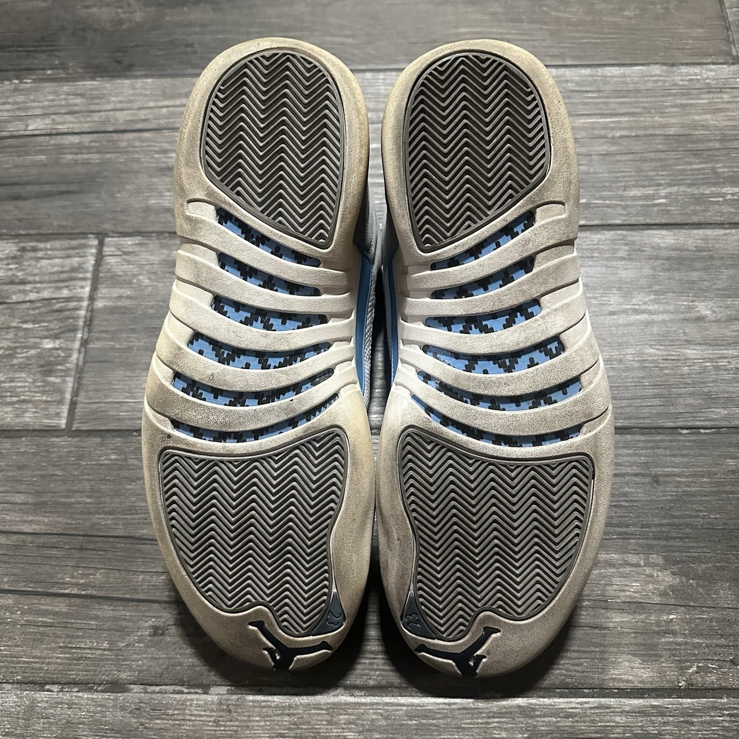 AIR JORDAN 12 RETRO GREY UNIVERSITY BLUE WHITE 130690 007 NO BOX SZ 13 SNEAKERS Yesterday's Fits Clothing Fashion Vintage Streetwear Fashion Item