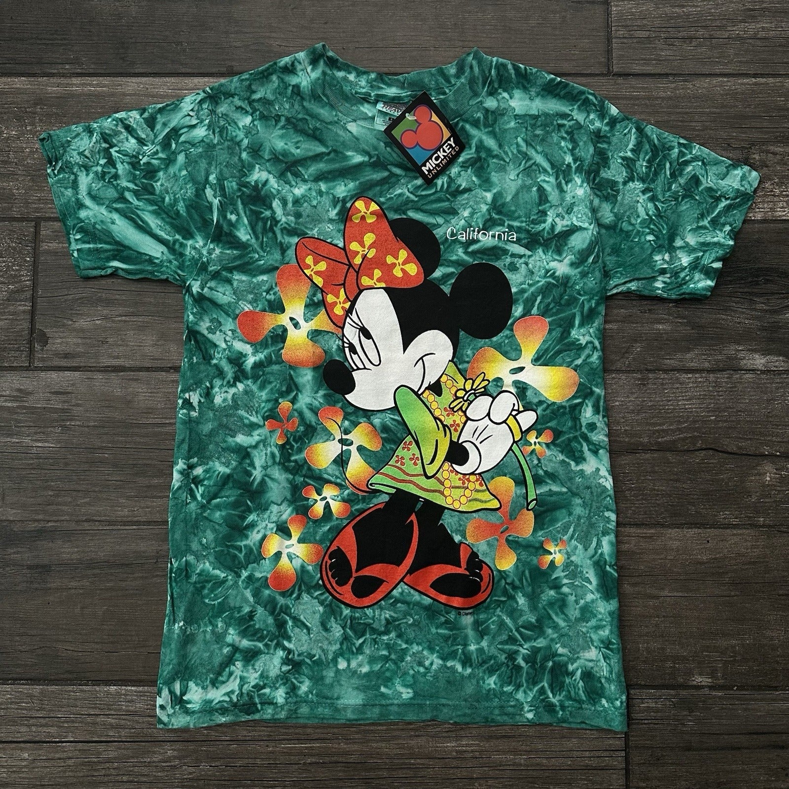 NWT VTG MICKEY UNLIMITED MINNIE MOUSE TIE-DYE CHARACTER T-SHIRT GREEN SZ S Yesterday's Fits Clothing Fashion Vintage Streetwear Fashion Item