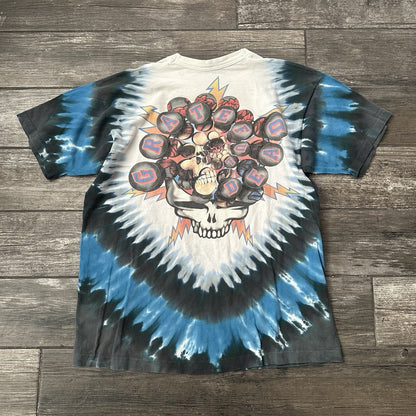 VTG GRATEFUL DEAD SKIING SKELETON WGITE BLUE BAND PROMO T-SHIRT TEE FITS SZ L Yesterday's Fits Clothing Fashion Vintage Streetwear Fashion Item