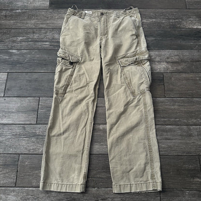 VTG Y2K X2 PARATROOPER BAGGY CARGO TAN KHAKI PANTS WIDE LEG SZ 36X34 DISTRESSED Yesterday's Fits Clothing Fashion Vintage Streetwear Fashion Item