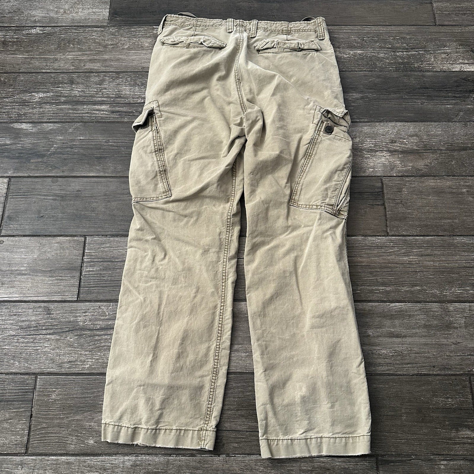 VTG Y2K X2 PARATROOPER BAGGY CARGO TAN KHAKI PANTS WIDE LEG SZ 36X34 DISTRESSED Yesterday's Fits Clothing Fashion Vintage Streetwear Fashion Item