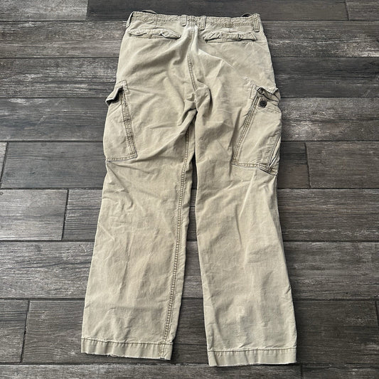 VTG Y2K X2 PARATROOPER BAGGY CARGO TAN KHAKI PANTS WIDE LEG SZ 36X34 DISTRESSED Yesterday's Fits Clothing Fashion Vintage Streetwear Fashion Item