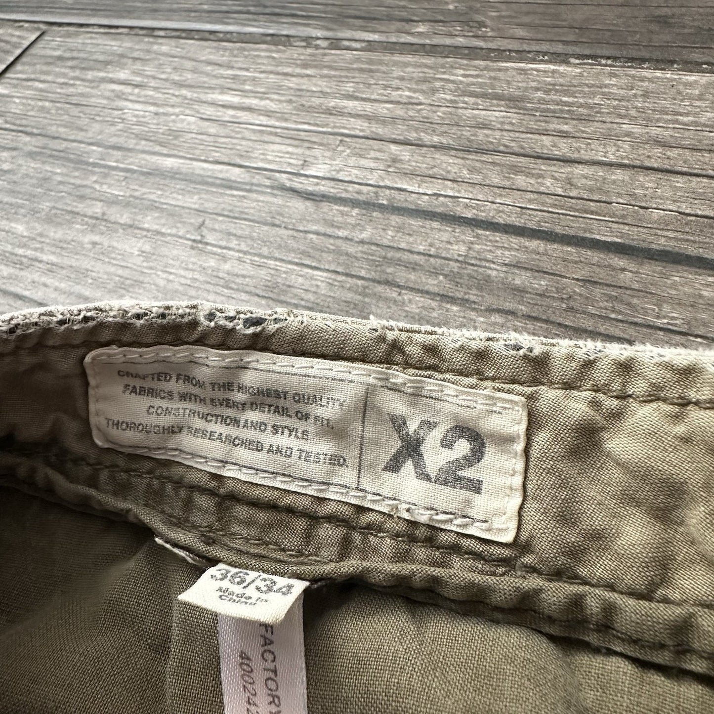 VTG Y2K X2 PARATROOPER BAGGY CARGO TAN KHAKI PANTS WIDE LEG SZ 36X34 DISTRESSED Yesterday's Fits Clothing Fashion Vintage Streetwear Fashion Item