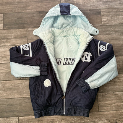 VTG PRO PLAYER UNC NORTH CAROLINA REVERSIBLE PUFFER COAT JACKET SZ L BLUE Yesterday's Fits Clothing Fashion Vintage Streetwear Fashion Item