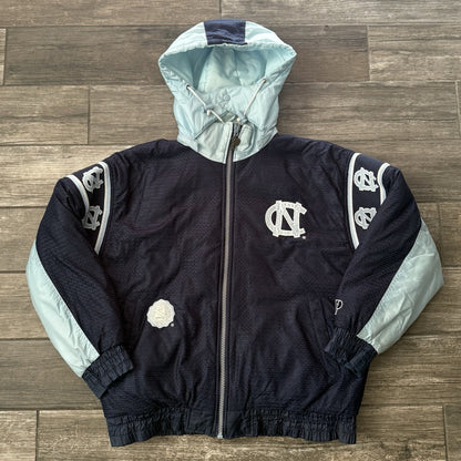 VTG PRO PLAYER UNC NORTH CAROLINA REVERSIBLE PUFFER COAT JACKET SZ L BLUE Yesterday's Fits Clothing Fashion Vintage Streetwear Fashion Item