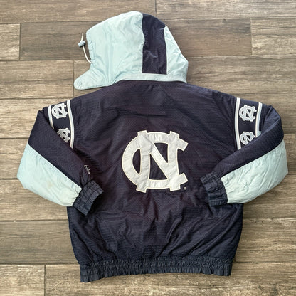 VTG PRO PLAYER UNC NORTH CAROLINA REVERSIBLE PUFFER COAT JACKET SZ L BLUE Yesterday's Fits Clothing Fashion Vintage Streetwear Fashion Item