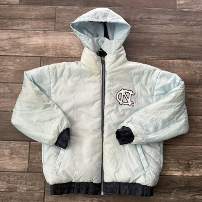 VTG PRO PLAYER UNC NORTH CAROLINA REVERSIBLE PUFFER COAT JACKET SZ L BLUE Yesterday's Fits Clothing Fashion Vintage Streetwear Fashion Item