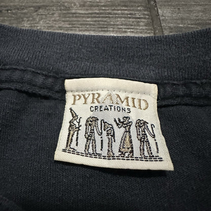 Y2K VTG PYRAMID LUXOR LAS VEGAS BLUE MAN GROUP SHOW PROMO BLACK FADED T-SHIRT L Yesterday's Fits Clothing Fashion Vintage Streetwear Fashion Item