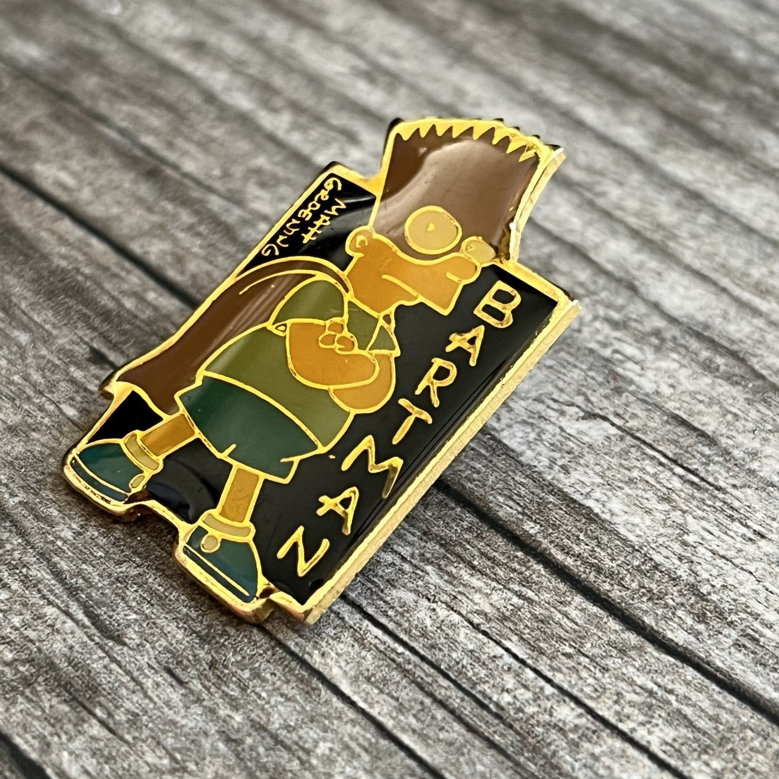 VTG 1990 THE SIMPSONS BART BARTMAN TV CARTOON PROMO ENAMEL PIN SUPERHERO Yesterday's Fits Clothing Fashion Vintage Streetwear Fashion Item