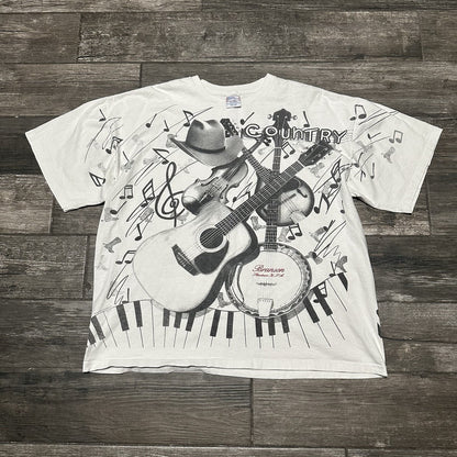 VTG 90s COUNTRY MUSIC FESTIVAL AOP ALL OVER PRINT WHITE T-SHIRT 2XL BRANSON Yesterday's Fits Clothing Fashion Vintage Streetwear Fashion Item