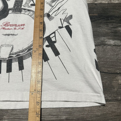 VTG 90s COUNTRY MUSIC FESTIVAL AOP ALL OVER PRINT WHITE T-SHIRT 2XL BRANSON Yesterday's Fits Clothing Fashion Vintage Streetwear Fashion Item