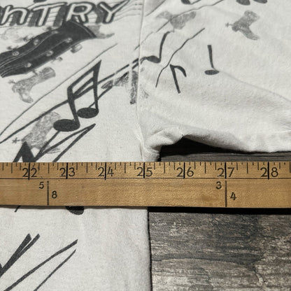VTG 90s COUNTRY MUSIC FESTIVAL AOP ALL OVER PRINT WHITE T-SHIRT 2XL BRANSON Yesterday's Fits Clothing Fashion Vintage Streetwear Fashion Item