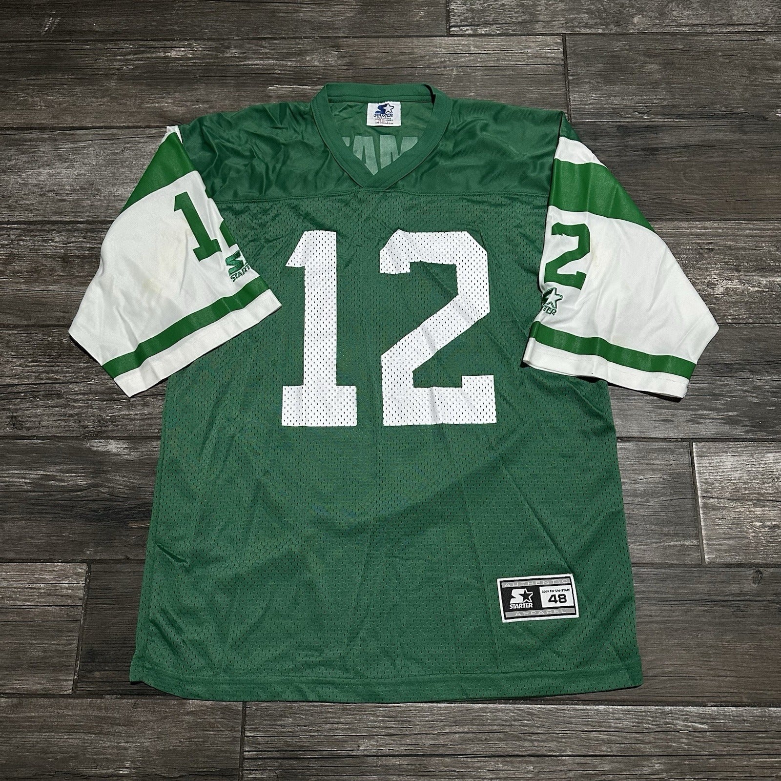 VTG STARTER JOE NAMATH NEW YORK JETS GREEN FOOTBALL LEGENDS JERSEY RETRO SZ 48 Yesterday's Fits Clothing Fashion Vintage Streetwear Fashion Item