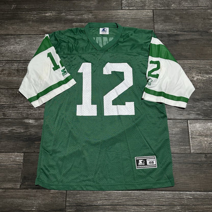 VTG STARTER JOE NAMATH NEW YORK JETS GREEN FOOTBALL LEGENDS JERSEY RETRO SZ 48 Yesterday's Fits Clothing Fashion Vintage Streetwear Fashion Item