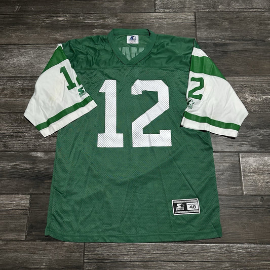 VTG STARTER JOE NAMATH NEW YORK JETS GREEN FOOTBALL LEGENDS JERSEY RETRO SZ 48 Yesterday's Fits Clothing Fashion Vintage Streetwear Fashion Item