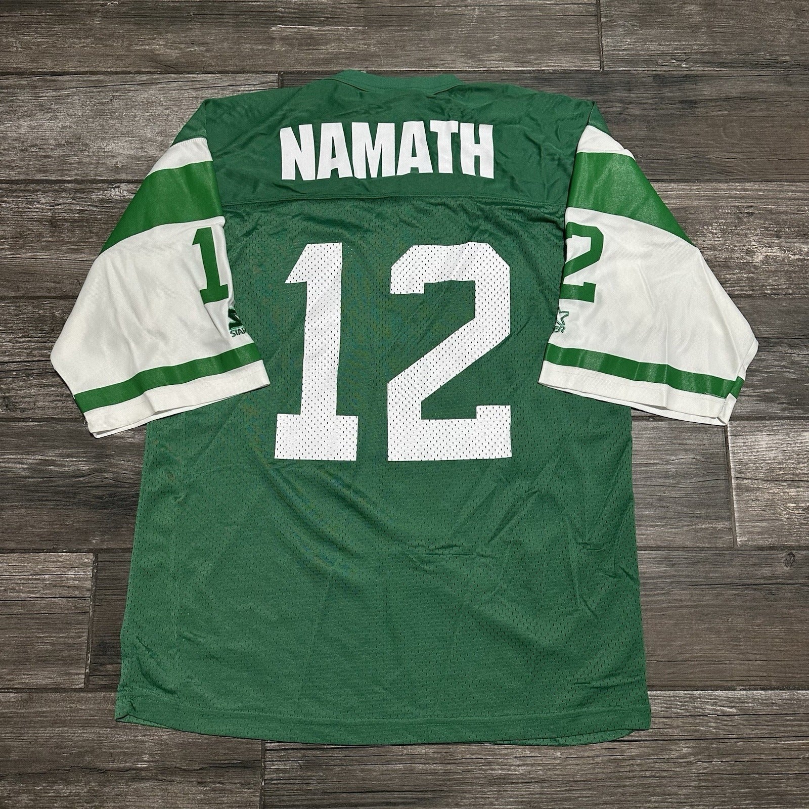 VTG STARTER JOE NAMATH NEW YORK JETS GREEN FOOTBALL LEGENDS JERSEY RETRO SZ 48 Yesterday's Fits Clothing Fashion Vintage Streetwear Fashion Item