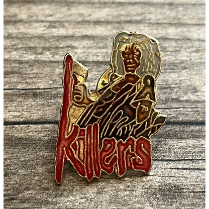 VTG 80s IRON MAIDEN EDDIE KILLERS ENAMEL PIN MUSIC CONCERT SHOW PROMO PINBACK Yesterday's Fits Clothing Fashion Vintage Streetwear Fashion Item