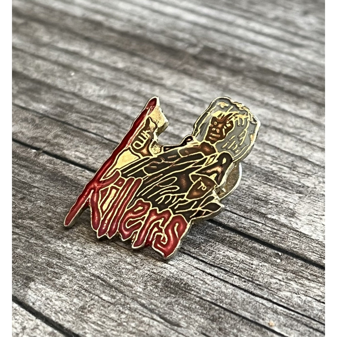 VTG 80s IRON MAIDEN EDDIE KILLERS ENAMEL PIN MUSIC CONCERT SHOW PROMO PINBACK Yesterday's Fits Clothing Fashion Vintage Streetwear Fashion Item