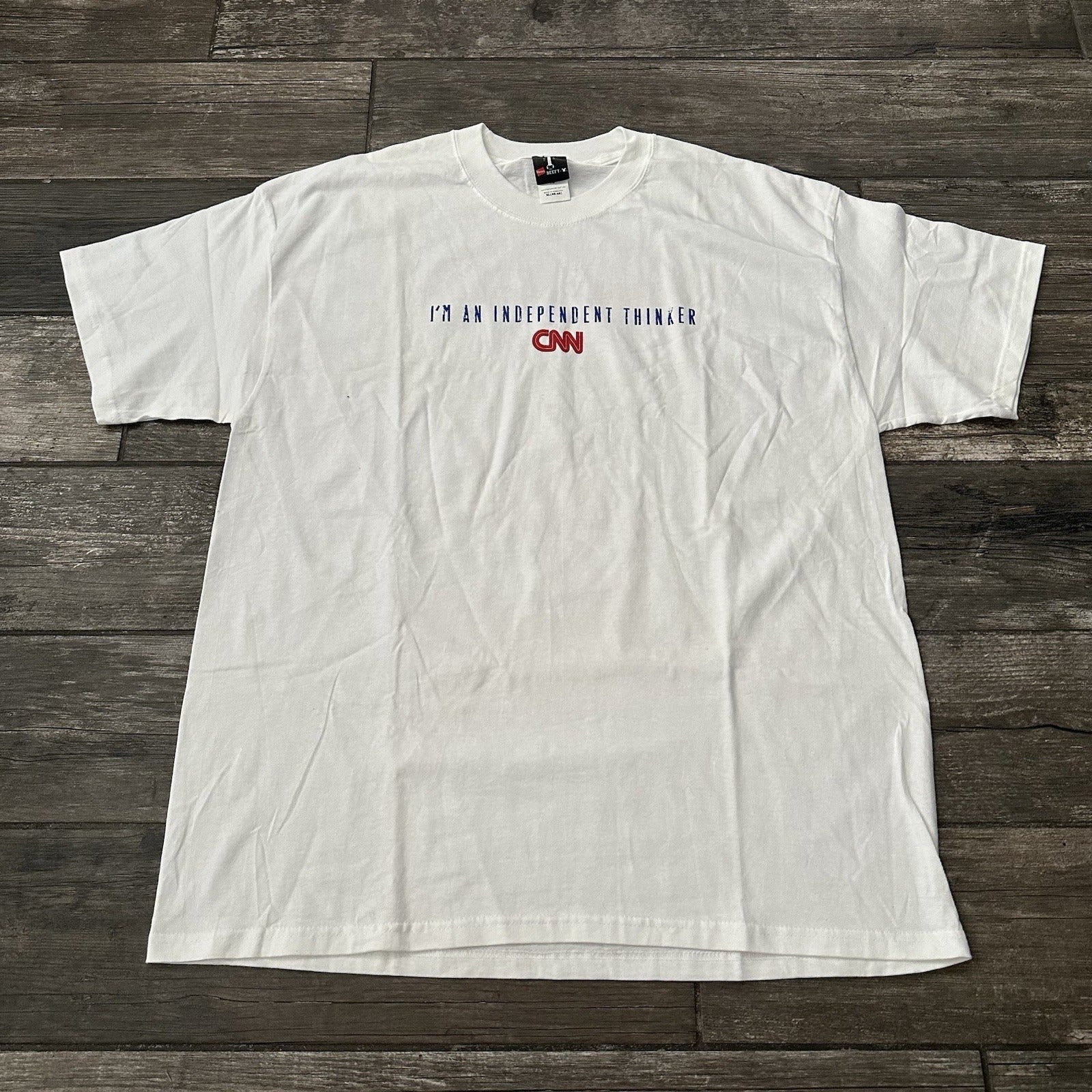 VTG CNN I'M AN INDEPENDENT THINKER WHITE SHORT SLEEVE T-SHIRT TV PROMO SZ XL Yesterday's Fits Clothing Fashion Vintage Streetwear Fashion Item