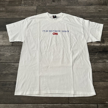 VTG CNN I'M AN INDEPENDENT THINKER WHITE SHORT SLEEVE T-SHIRT TV PROMO SZ XL Yesterday's Fits Clothing Fashion Vintage Streetwear Fashion Item
