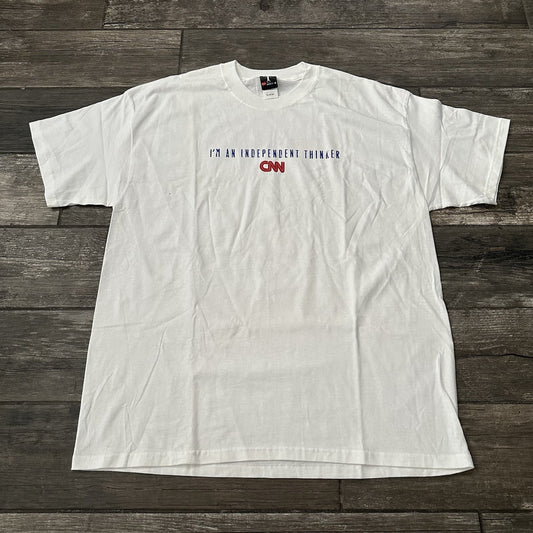 VTG CNN I'M AN INDEPENDENT THINKER WHITE SHORT SLEEVE T-SHIRT TV PROMO SZ XL Yesterday's Fits Clothing Fashion Vintage Streetwear Fashion Item