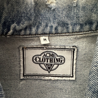 VTG WARNER BROS ACME CLOTHING LOONEY TUNES BLUE DENIM TRUCKER JACKET SZ M Yesterday's Fits Clothing Fashion Vintage Streetwear Fashion Item