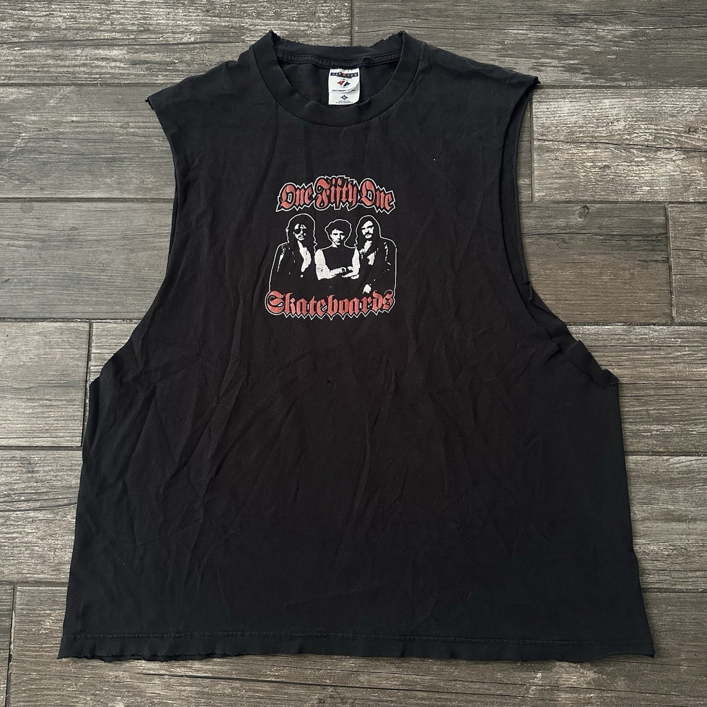 VTG Y2K ONE FIFTY ONE 151 SKATEBOARDS SZ XL SKATE CUT-OFF BLACK T-SHIRT GRUNGE Yesterday's Fits Clothing Fashion Vintage Streetwear Fashion Item