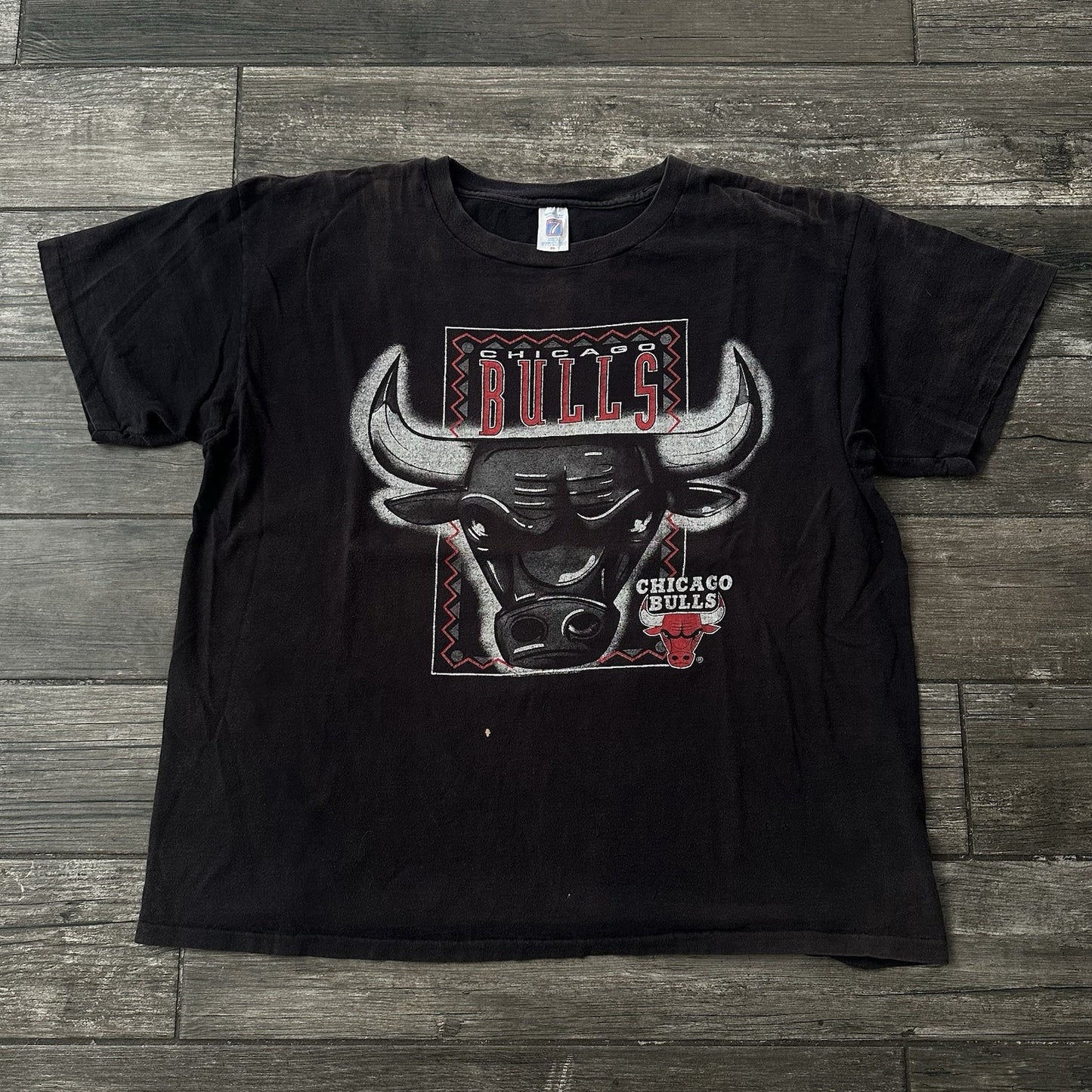 VTG 90s NBA CHICAGO BULLS BASKETBALL BLACK FADED DISTRESS T-SHIRT XXL LOGO 7 Yesterday's Fits Clothing Fashion Vintage Streetwear Fashion Item