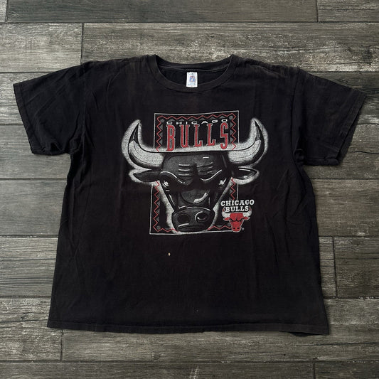 VTG 90s NBA CHICAGO BULLS BASKETBALL BLACK FADED DISTRESS T-SHIRT XXL LOGO 7 Yesterday's Fits Clothing Fashion Vintage Streetwear Fashion Item