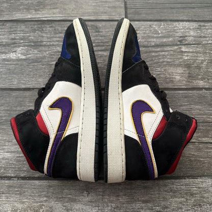 NIKE AIR JORDAN 1 MID SE 'RIVALS' LAKERS TOP 3 SZ 5Y BLACK WHITE PURPLE SNEAKER Yesterday's Fits Clothing Fashion Vintage Streetwear Fashion Item
