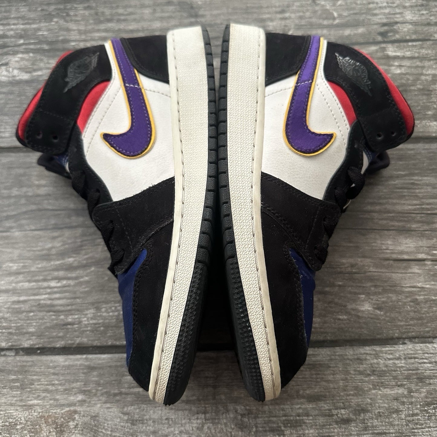 NIKE AIR JORDAN 1 MID SE 'RIVALS' LAKERS TOP 3 SZ 5Y BLACK WHITE PURPLE SNEAKER Yesterday's Fits Clothing Fashion Vintage Streetwear Fashion Item