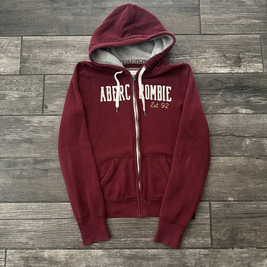 Y2K ABERCROMBIE & FITCH RED ZIP UP HOODIE SWEATSHIRT WMNS SZ L SPELL OUT LOGO Yesterday's Fits Clothing Fashion Vintage Streetwear Fashion Item