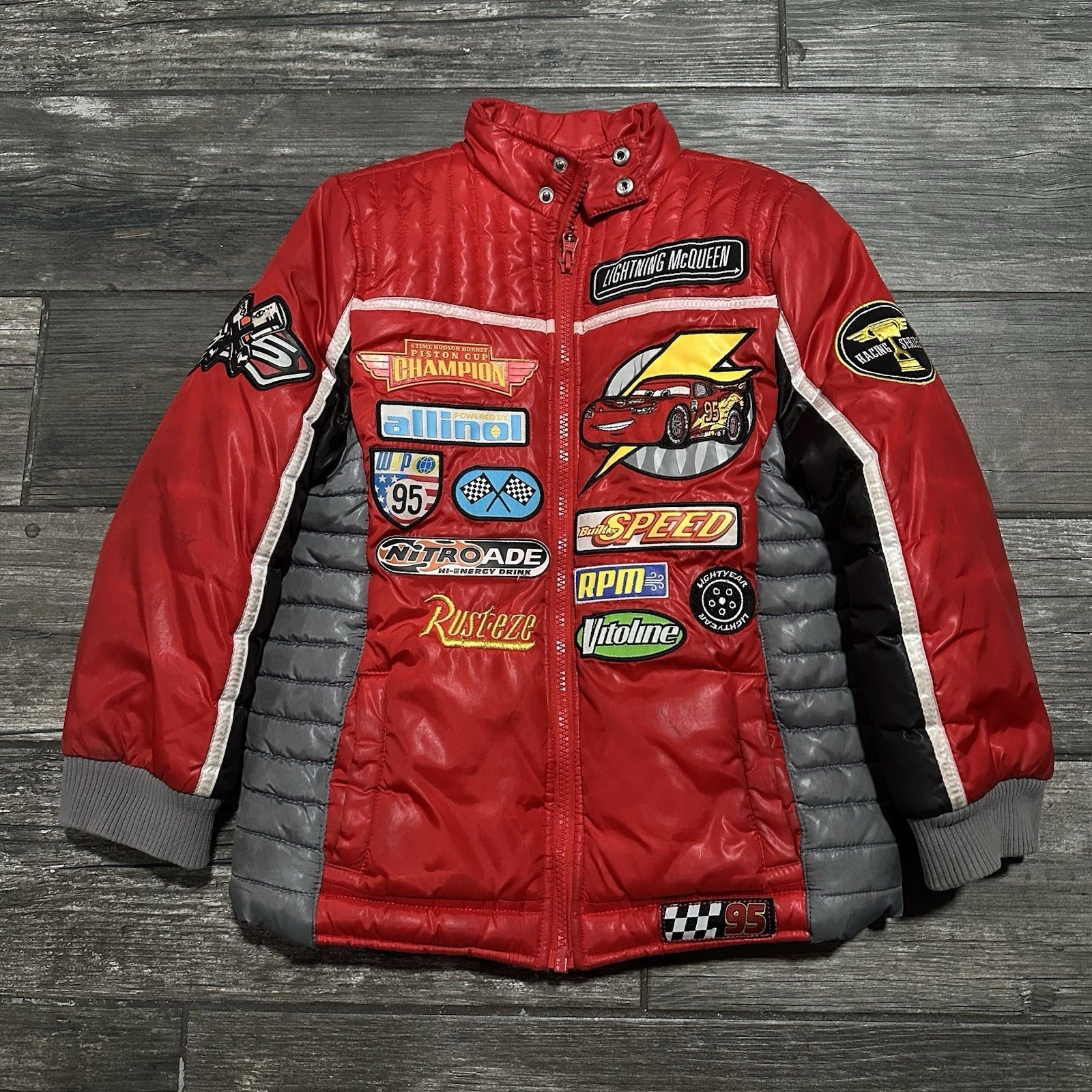 DISNEY STORE CARS LIGHTNING MCQUEEN RED RACING RACE PUFFER JACKET SZ 5/6 Yesterday's Fits Clothing Fashion Vintage Streetwear Fashion Item