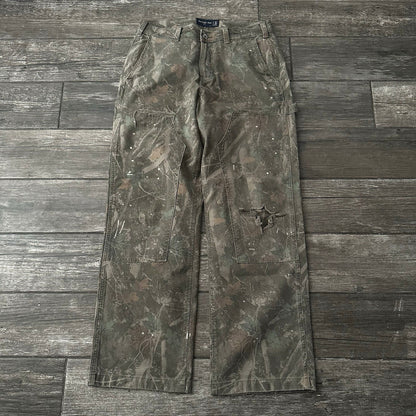 ABERCROMBIE & FITCH CAMO BAGGY DOUBLE KNEE CARPENTER PANTS DISTRESSED 31X32 Yesterday's Fits Clothing Fashion Vintage Streetwear Fashion Item