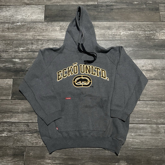 Y2K ECKO UNLTD HEAVYWEIGHT GREY HOODIE SWEATSHIRT SZ 2XL RHINO PATCH Yesterday's Fits Clothing Fashion Vintage Streetwear Fashion Item