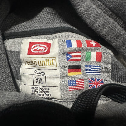 Y2K ECKO UNLTD HEAVYWEIGHT GREY HOODIE SWEATSHIRT SZ 2XL RHINO PATCH Yesterday's Fits Clothing Fashion Vintage Streetwear Fashion Item