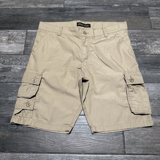 Y2K BLUE GEAR TAN CARGO SHORTS MULTI-POCKET BAGGY KNEE LENGTH SZ 36 Yesterday's Fits Clothing Fashion Vintage Streetwear Fashion Item