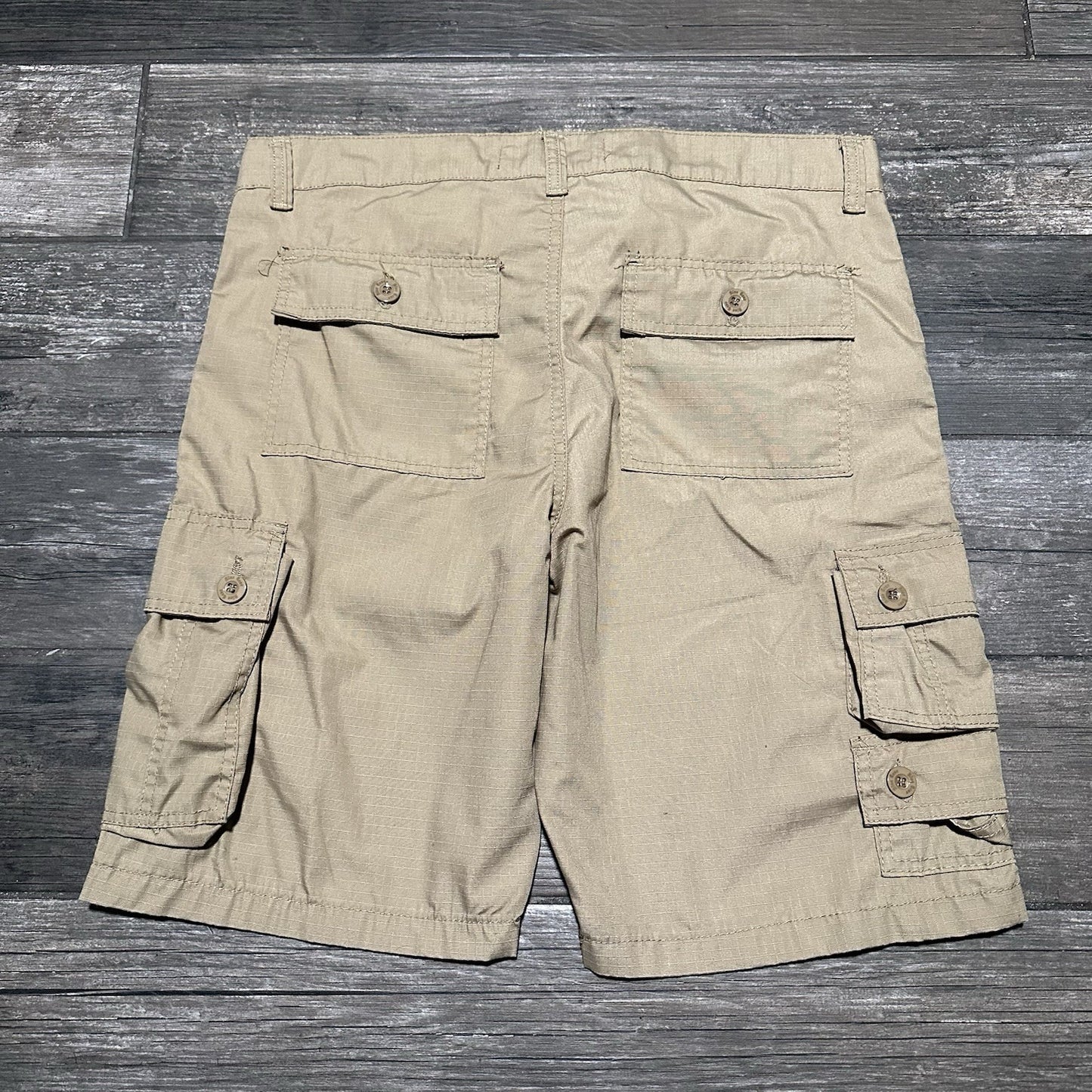 Y2K BLUE GEAR TAN CARGO SHORTS MULTI-POCKET BAGGY KNEE LENGTH SZ 36 Yesterday's Fits Clothing Fashion Vintage Streetwear Fashion Item