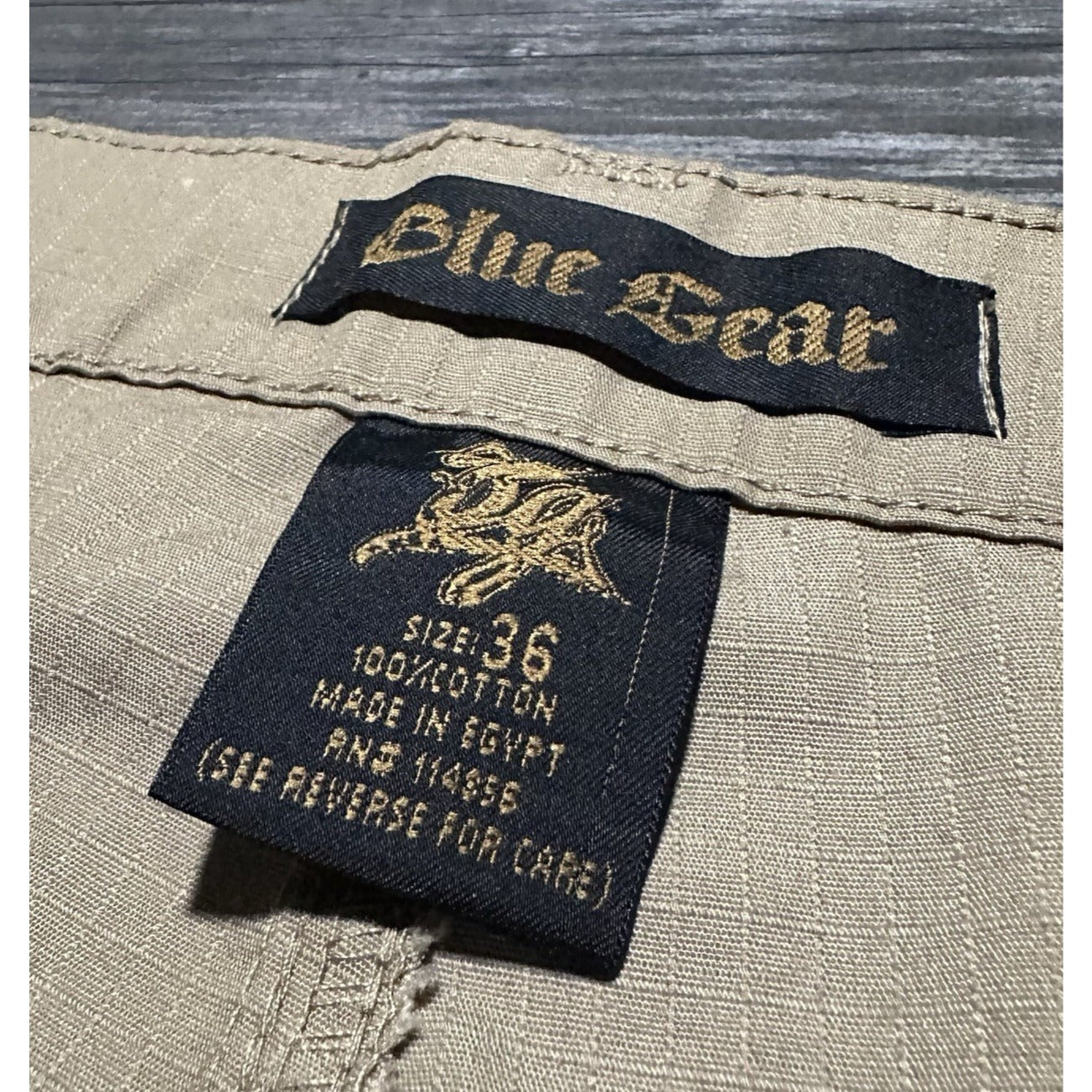 Y2K BLUE GEAR TAN CARGO SHORTS MULTI-POCKET BAGGY KNEE LENGTH SZ 36 Yesterday's Fits Clothing Fashion Vintage Streetwear Fashion Item
