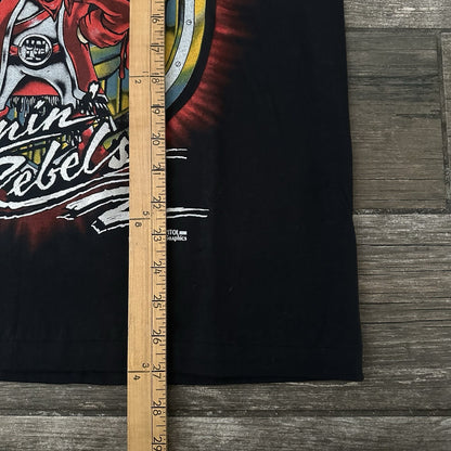 NWT VTG UNLV RUNNIN REBELS BIG PRINT COLLEGE BLACK T-SHIRT INTIMIDATOR SZ M Yesterday's Fits Clothing Fashion Vintage Streetwear Fashion Item