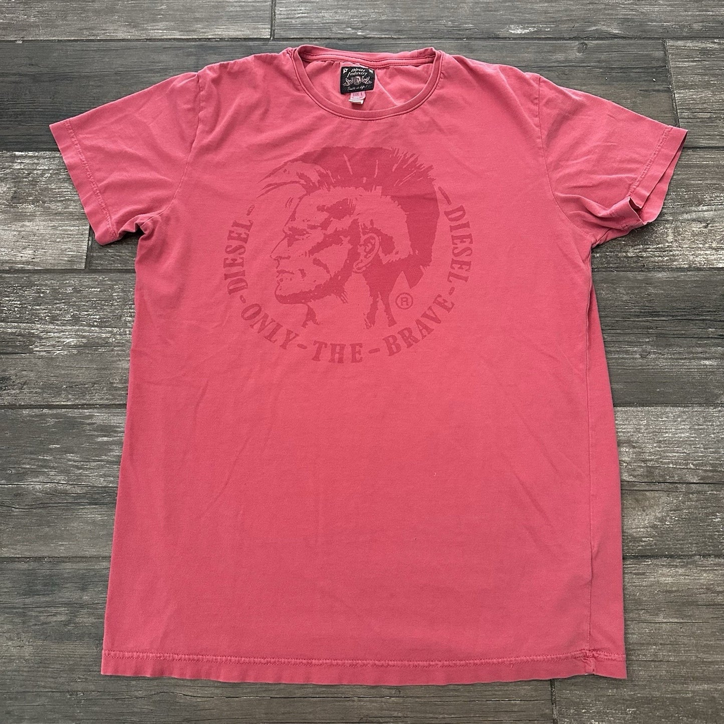 Y2K DIESEL INDUSTRY BUFFALO NICKEL CHIEF HEAD SHORT SLEEVE T-SHIRT SZ L OVERDYE Yesterday's Fits Clothing Fashion Vintage Streetwear Fashion Item